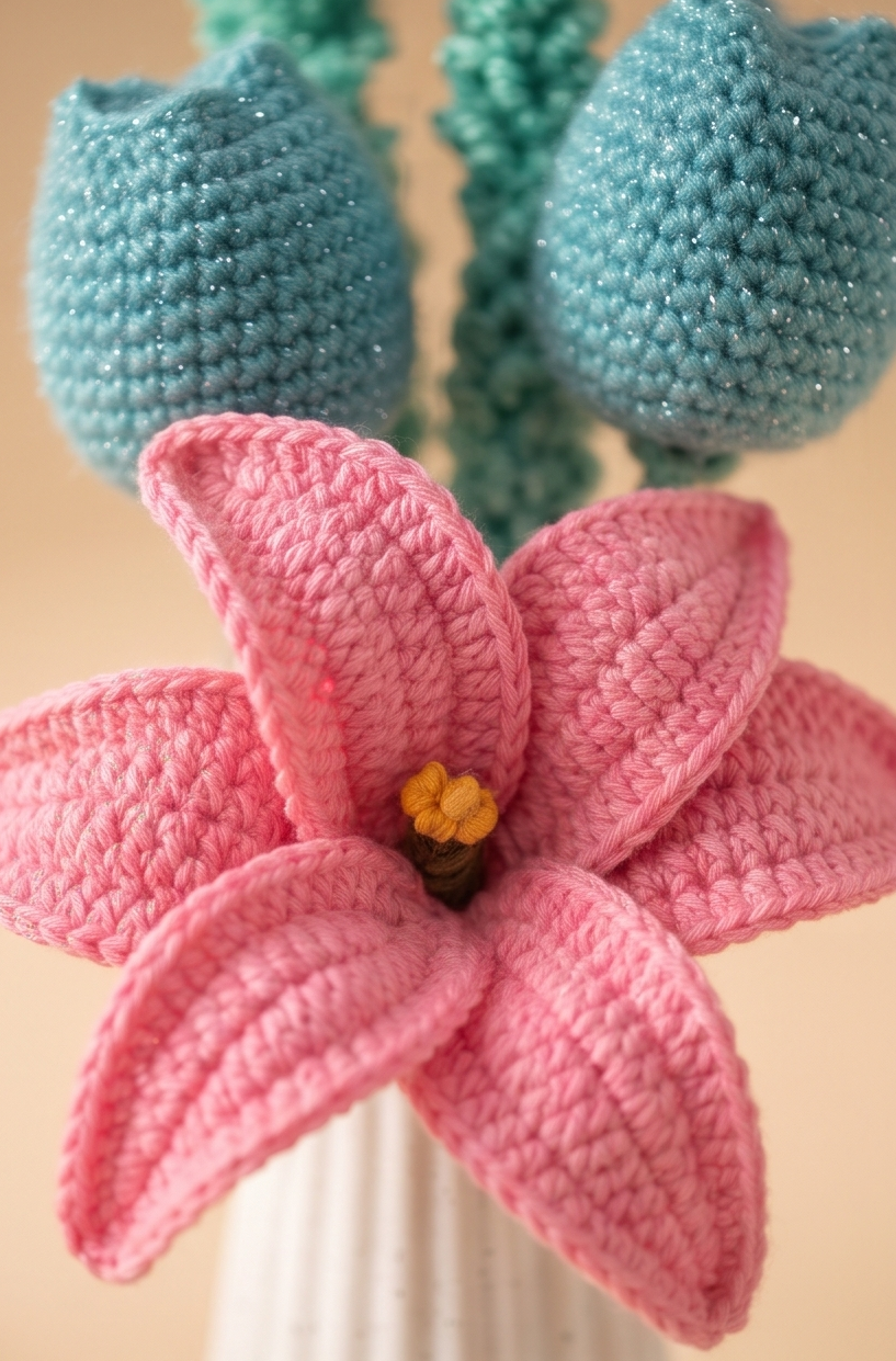 Handmade Crochet Flower Bouquet in Minimalist White Vase